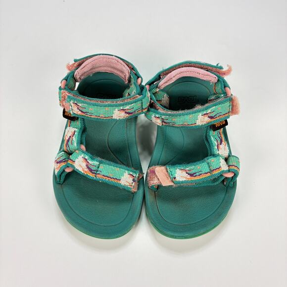 Teva Hurricane XLT 2 Green Pink Unicorn Adjustable Strap Sandals Kids Size 6 - Picture 3 of 8